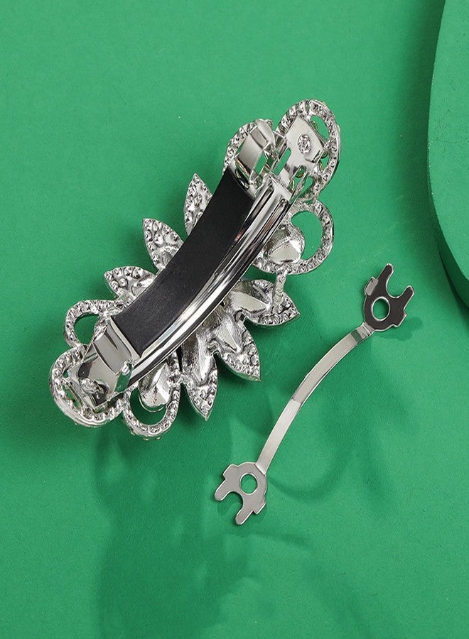 Sankuwen Flower Rhinestone Hairpin Luxury Jewelry Designed Hair Accessory French Barrette Hair Clip (Champagne) - Image 4